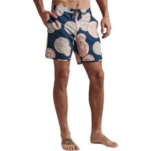 Roark Revival The Chiller Board Shorts Mens 30 Navy Orange Mandala Swim Trunks